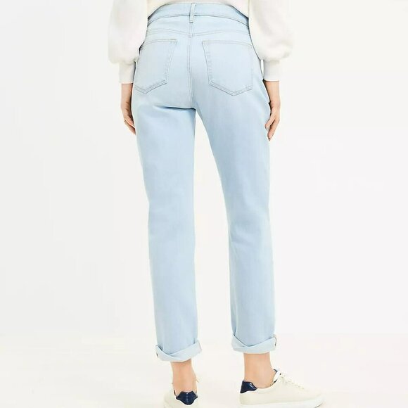 LOFT Destructed Girlfriend Jeans Light Indigo Wash Size 26 - Picture 10 of 10